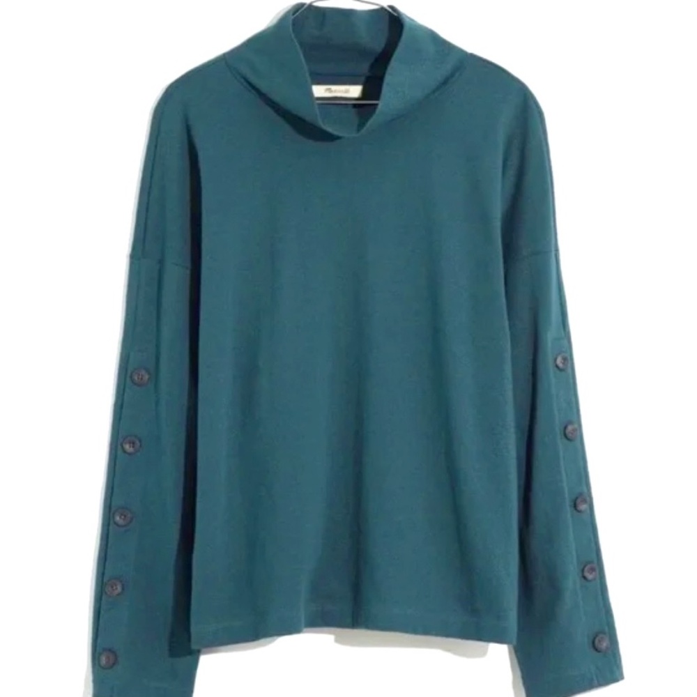 Madewell Teal Mock Turtleneck Long-Sleeved Tee S